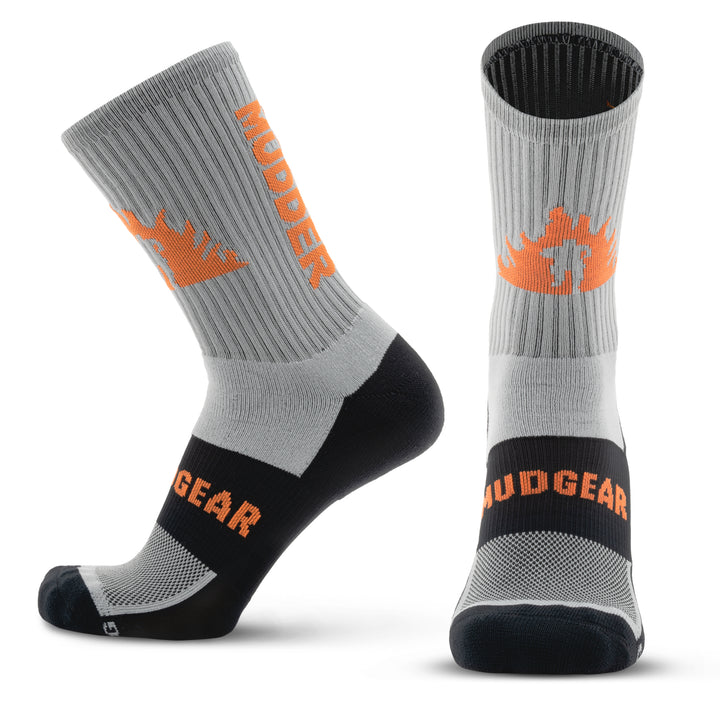 Tough Mudder by MudGear Crew Height Sock - Light Gray 